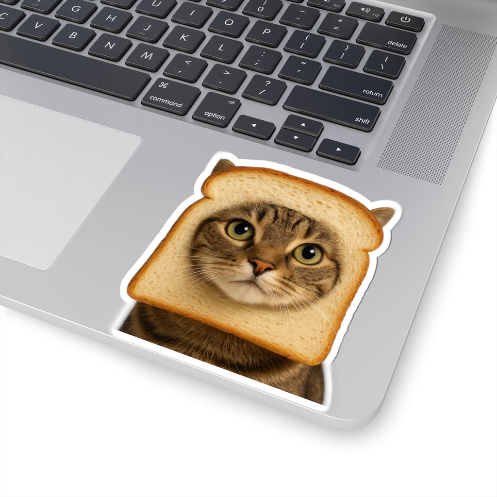 In Bread Cat Kiss Cut Sticker – Funny Realistic Cat Meme – Bread Face Kitty Decal