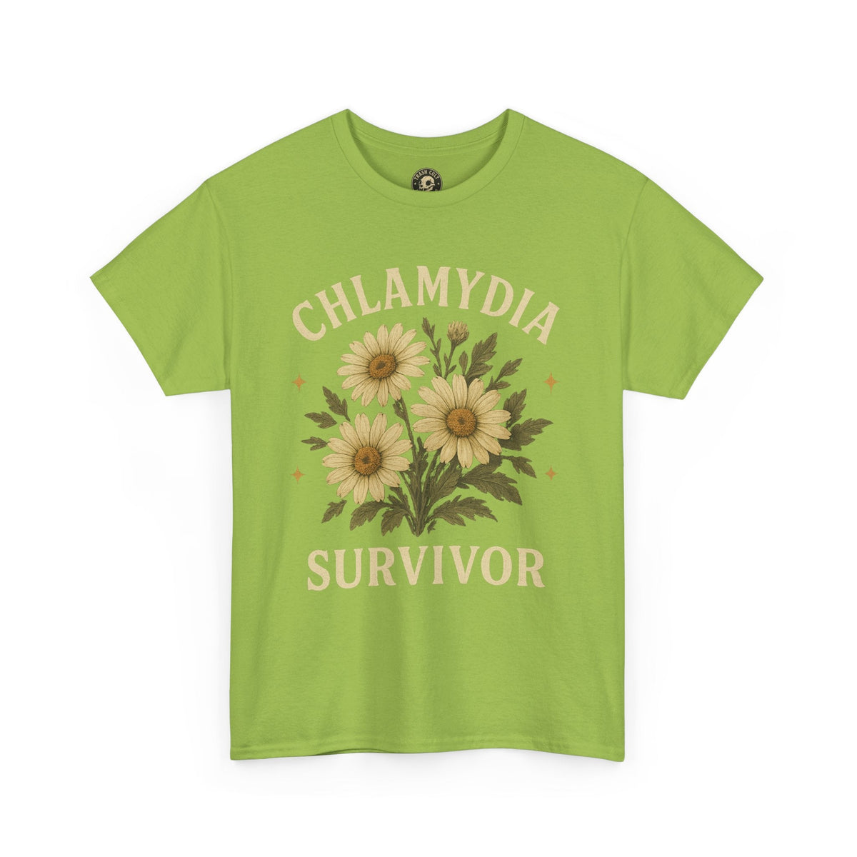 Chlamydia Survivor Vintage Floral Tee – Funny Bold Statement Shirt – Gildan 5000 Unisex Heavy Cotton