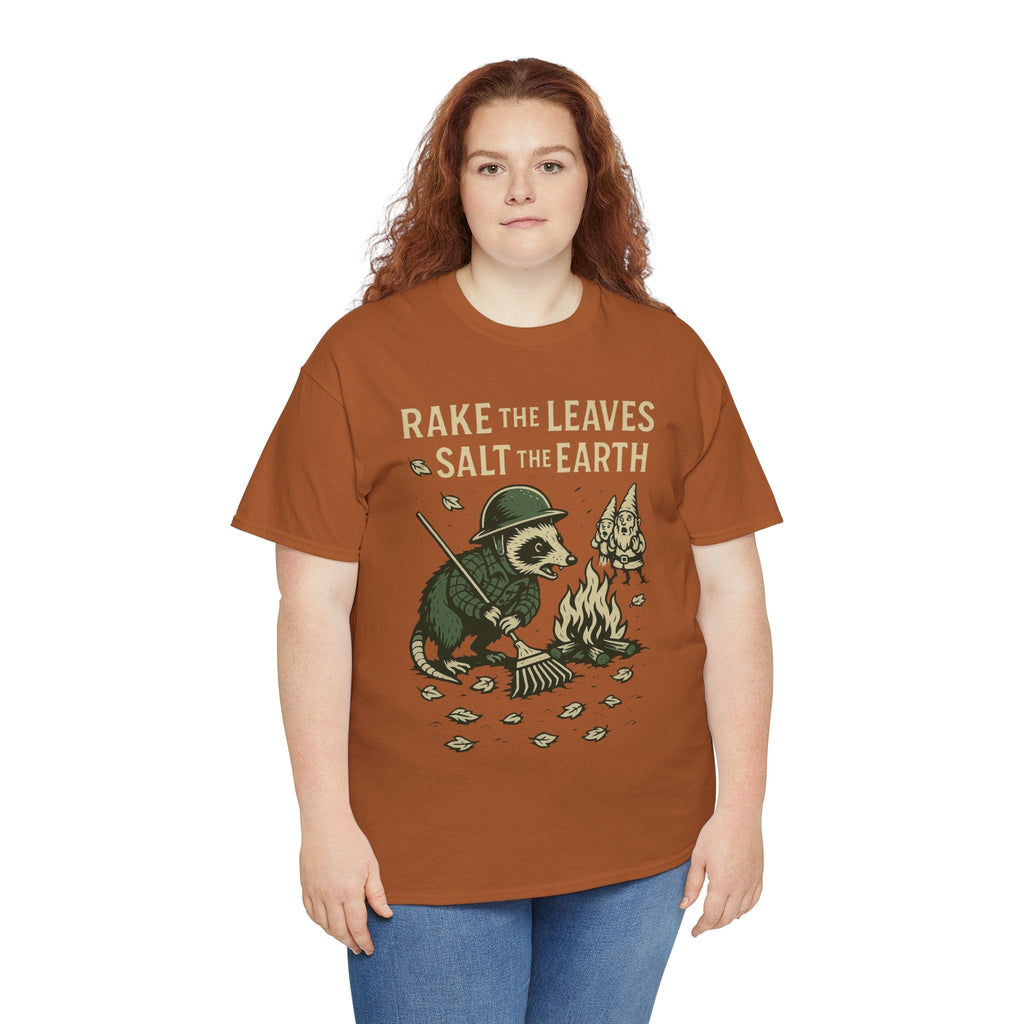 Rake the Leaves Salt the Earth Shirt – Possum Yard Warfare Tee – Fall of Humanity Collection – Trash Cult Supply Co.