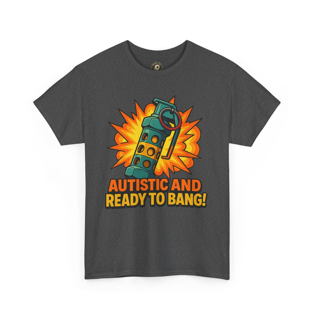 Autistic and Ready to Bang! Unisex Heavy Cotton Tee | Fun Graphic Tee, Autistic Pride, Gift for Autism Awareness, Casual Wear