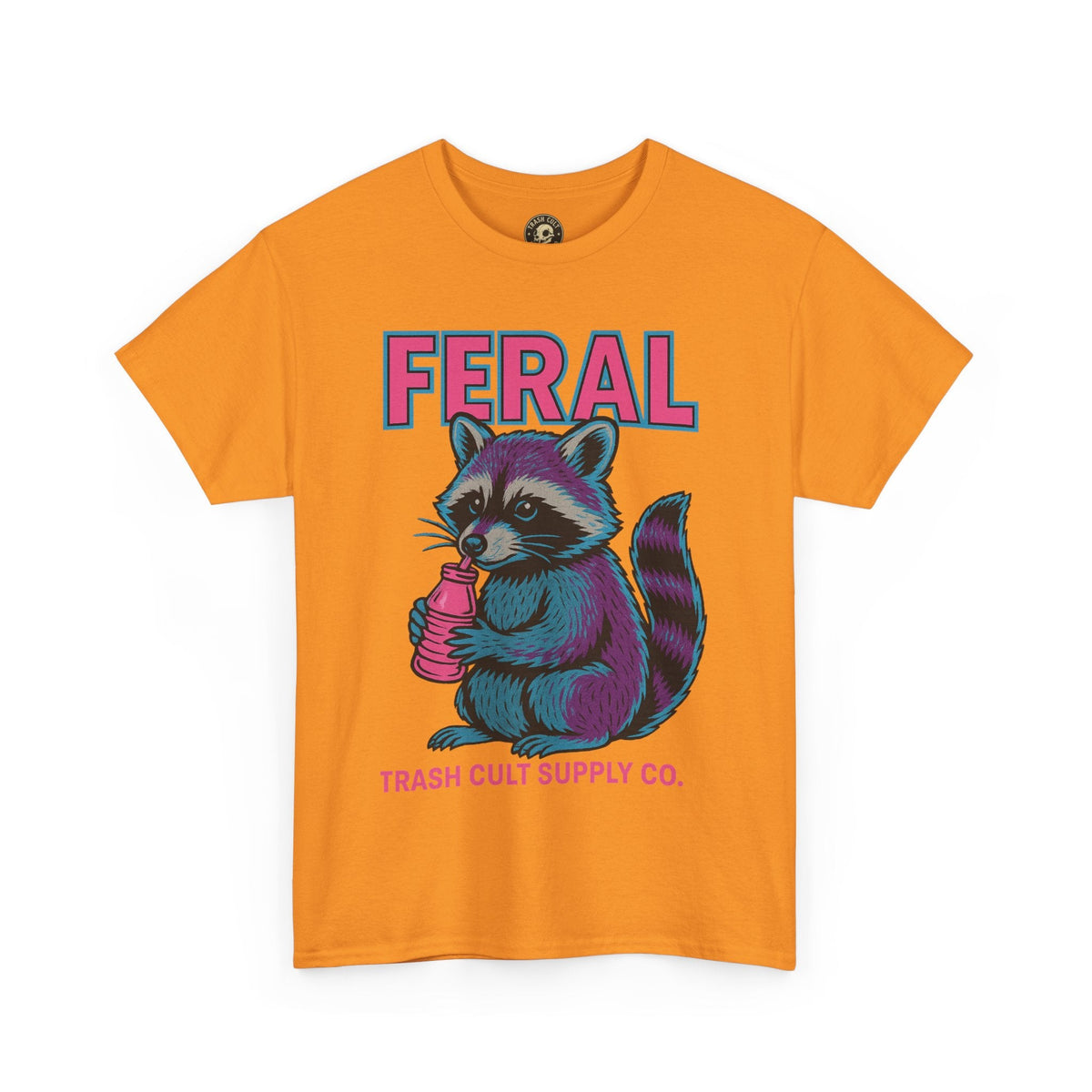 FERAL Raccoon 80s Retro Shirt – Trash Cult Supply Co. – Gildan 5000 Tee