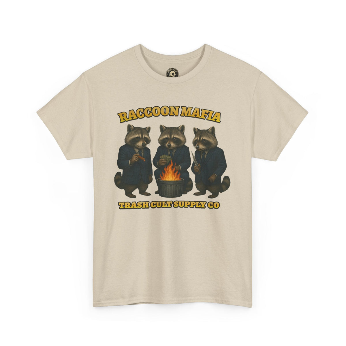Raccoon Mafia T-Shirt – Realistic Gangster Raccoons in Suits | Trash Cult Supply Co | Gildan 5000