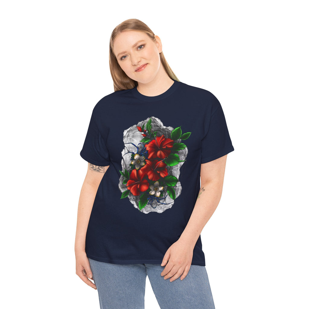 Crimson Bloom Tattoo T-Shirt – Lara Davenport x Trash Cult Supply Co. Collab (Gildan 5000)