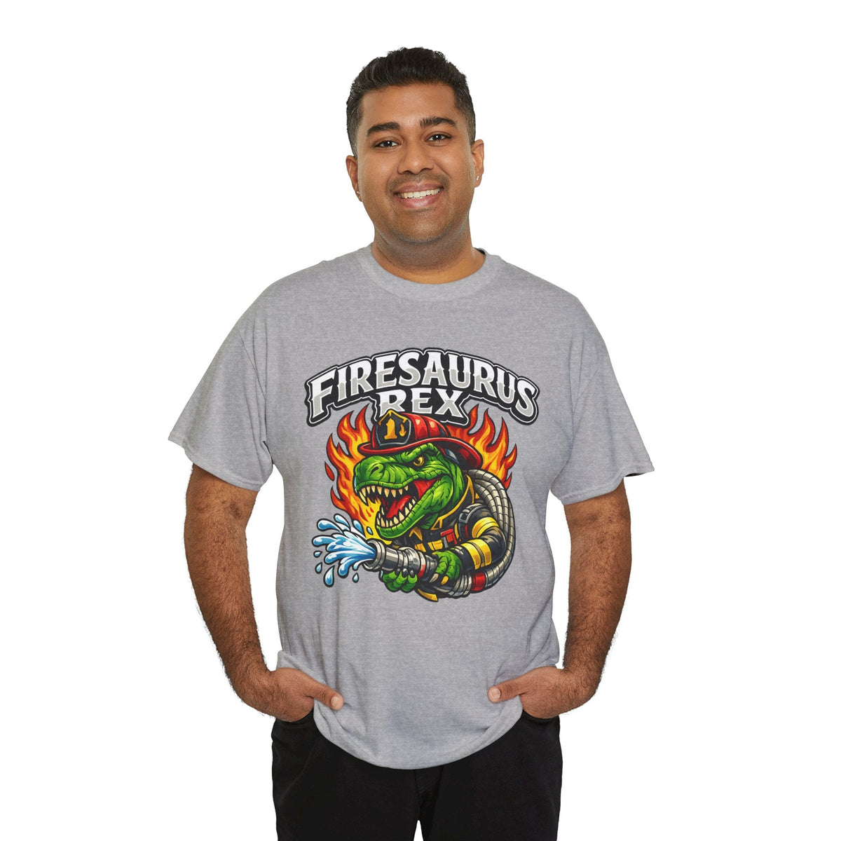 Firesaurus Rex T-Shirt — Funny Firefighter Dinosaur Tee