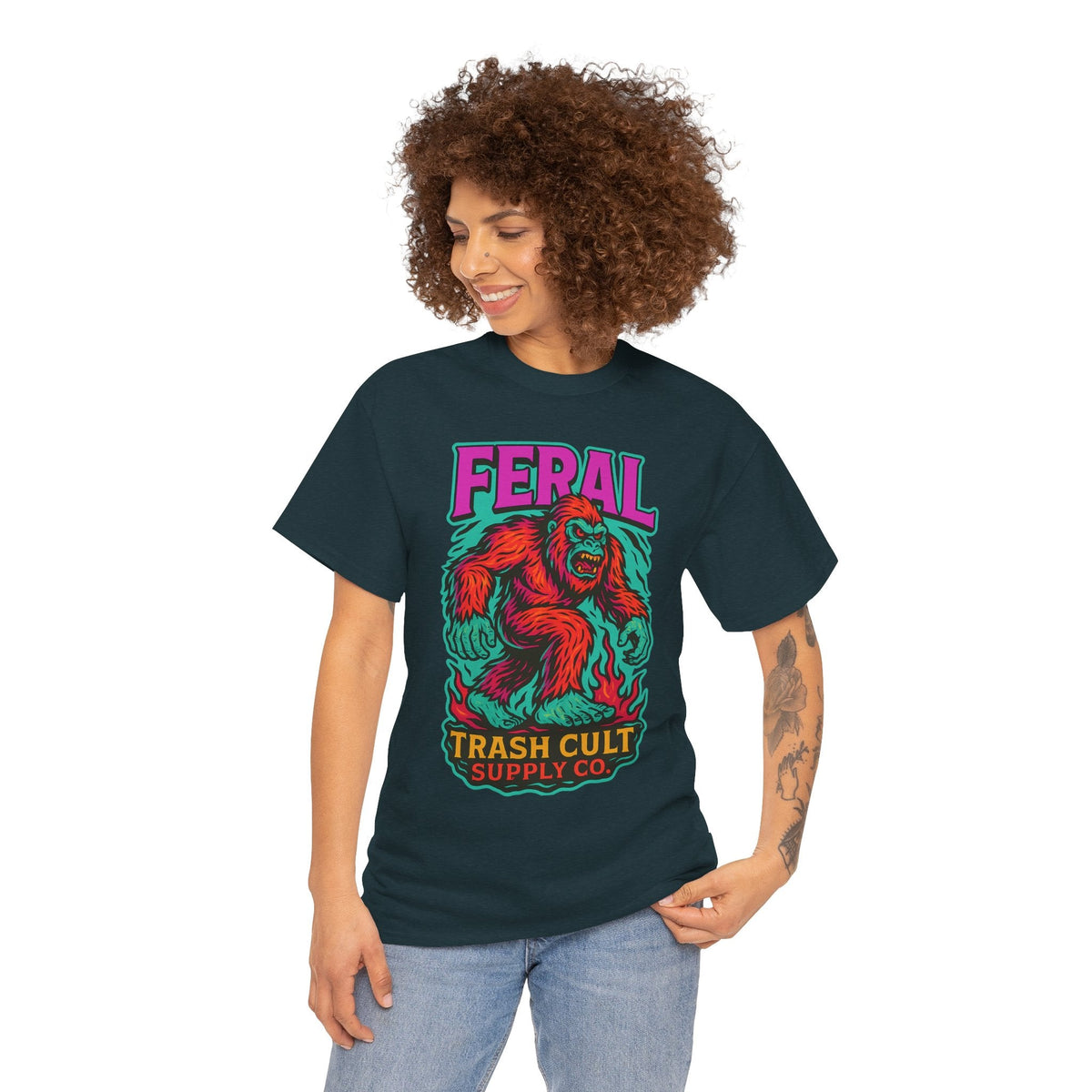 FERAL Bigfoot Shirt – Trashcore Bold Colors | Trash Cult Supply Co | Gildan 5000 Tee