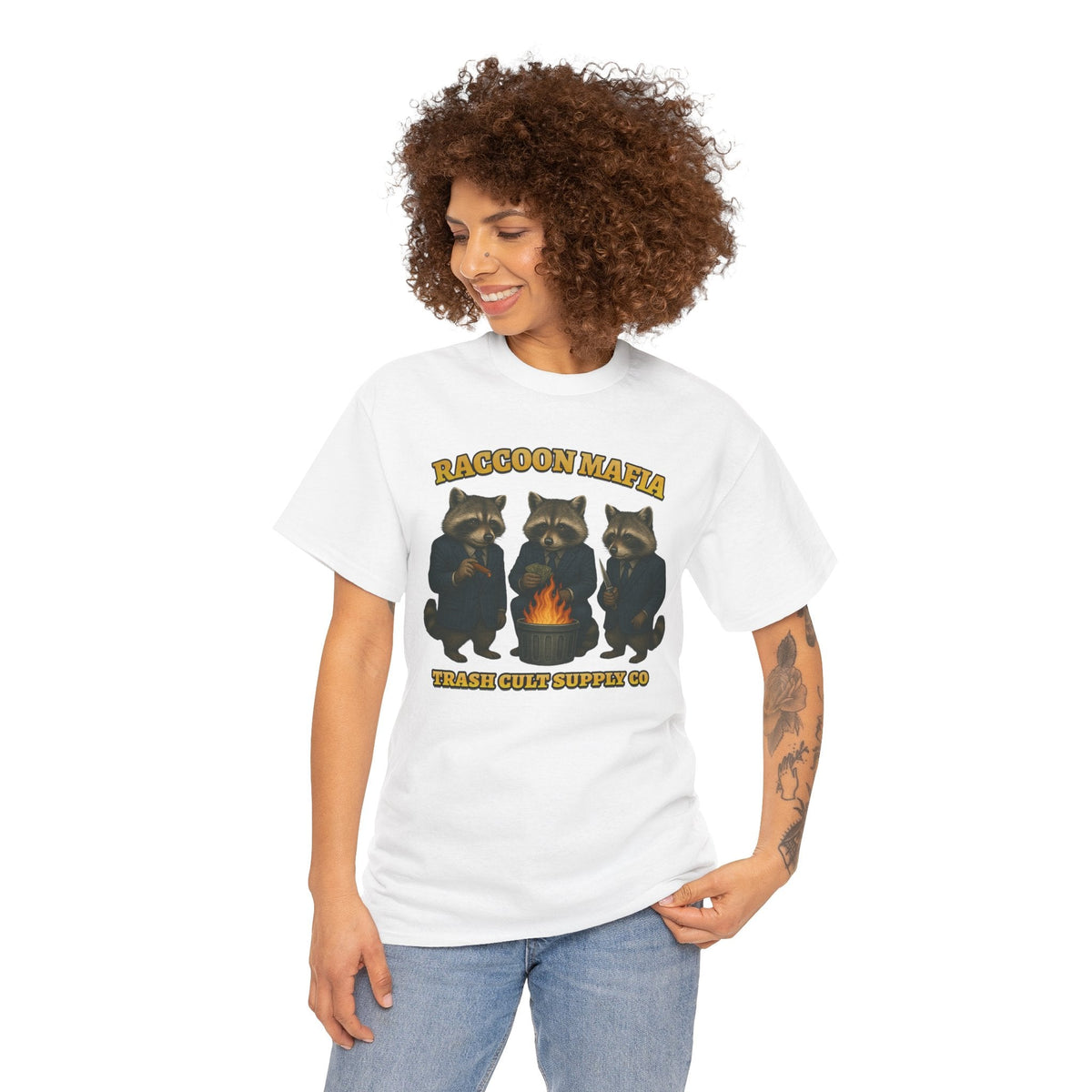 Raccoon Mafia T-Shirt – Realistic Gangster Raccoons in Suits | Trash Cult Supply Co | Gildan 5000