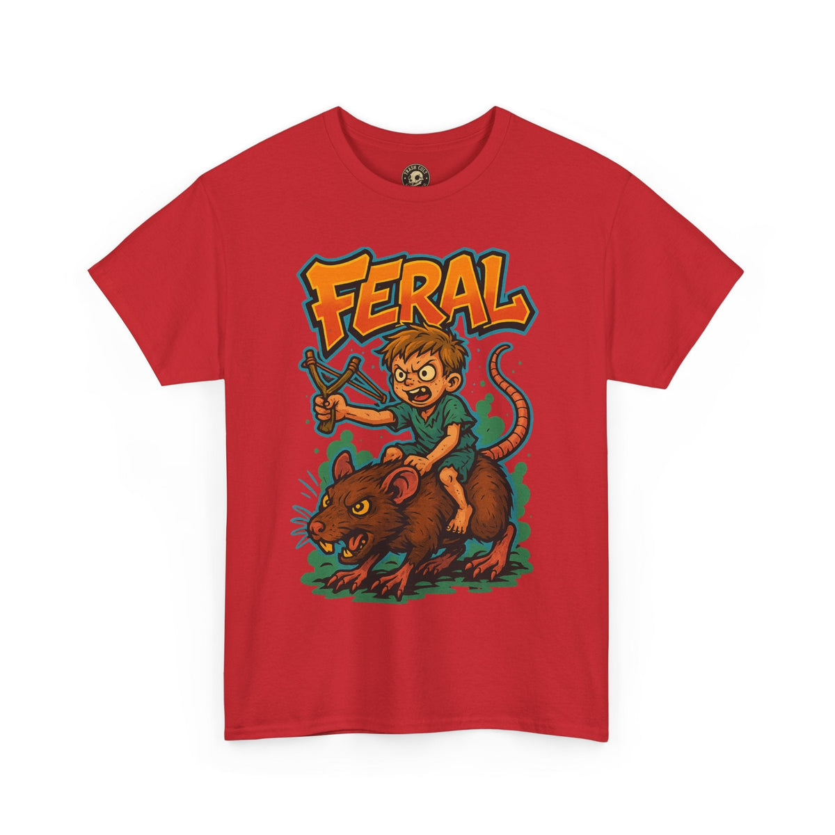 FERAL Graffiti Rat Rider T-Shirt – Bold New School Streetwear | Gildan 5000 Chaos Graphic Tee