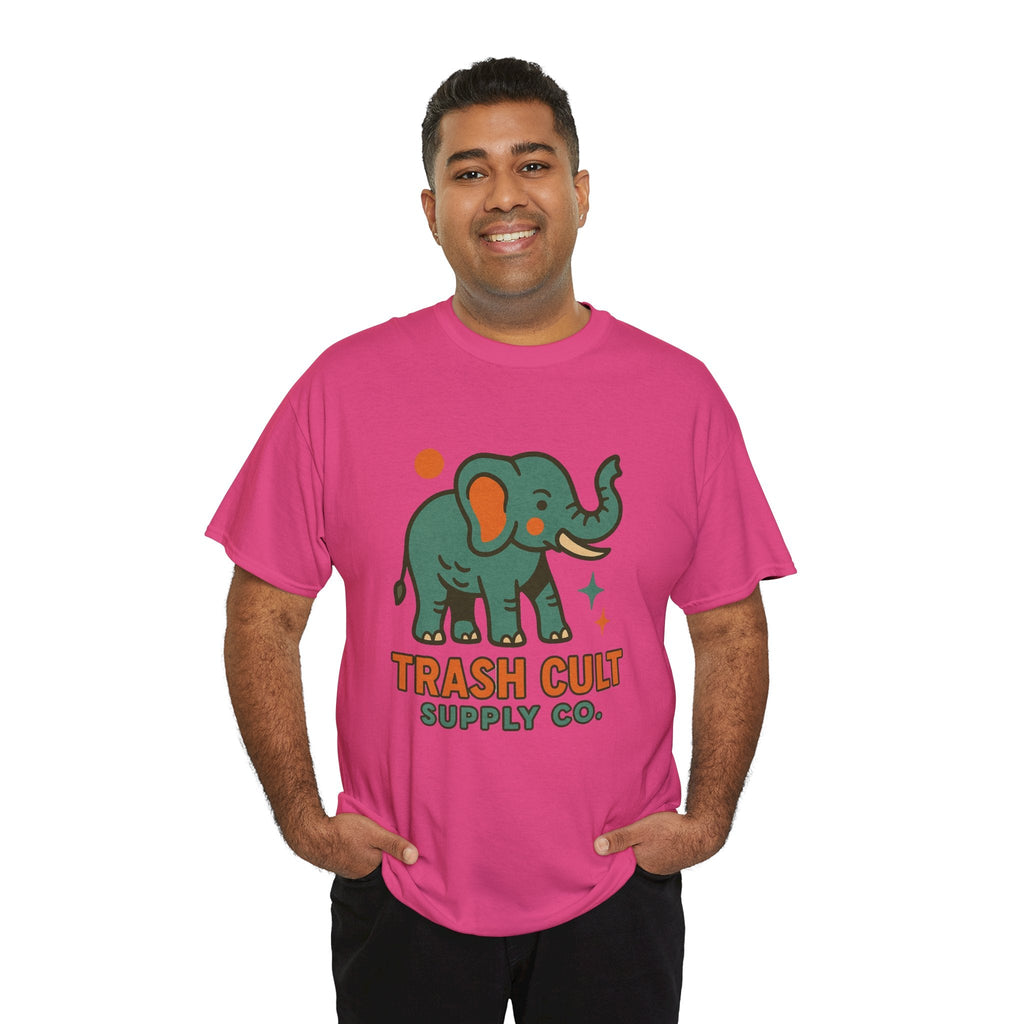 Trash Cult Elephant Unisex Heavy Cotton Tee, Eco-Friendly Shirt, Cool Casual Tee, Gift for Animal Lovers, Vintage Style T-Shirt