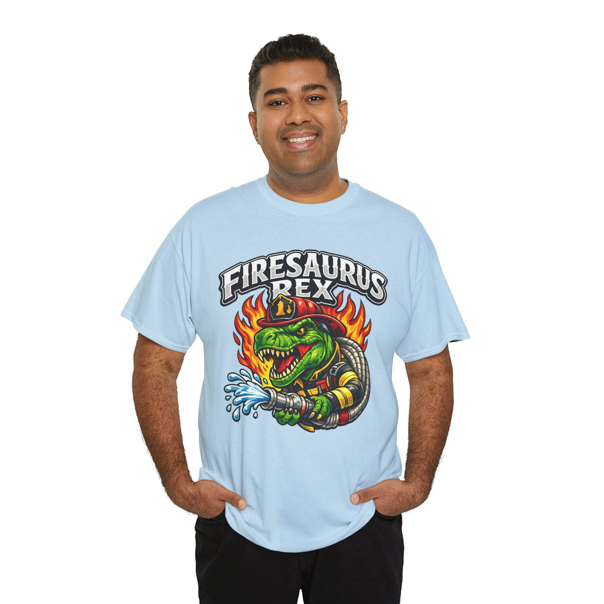 Firesaurus Rex T-Shirt — Funny Firefighter Dinosaur Tee
