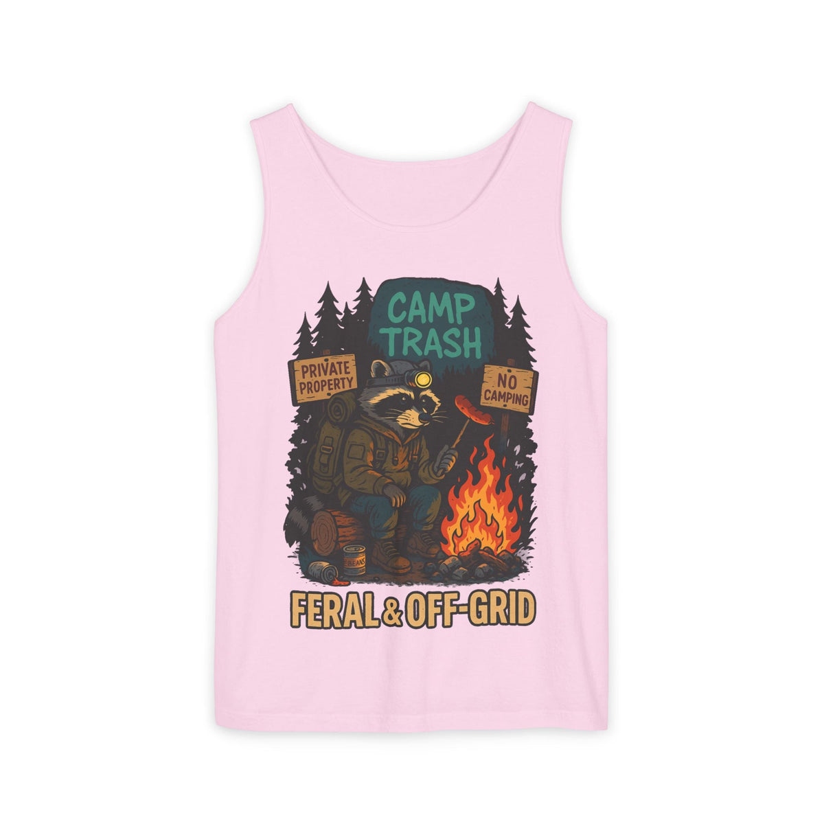 Camp Trash Raccoon Tank Top – Feral & Off-Grid Summer Shirt by Trash Cult