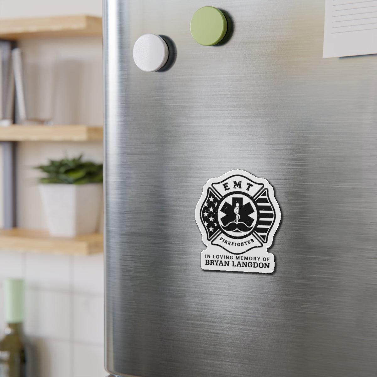 Memorial EMT Firefighter Die-Cut Magnet, Tribute to Heroes, First Responder Gift, Fridge Decor, Remembrance Magnet
