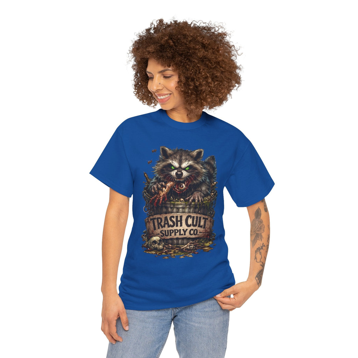 Raccoon 'Trash Cult Supply Co.' Graphic Tee — Vintage Grunge Animal Streetwear