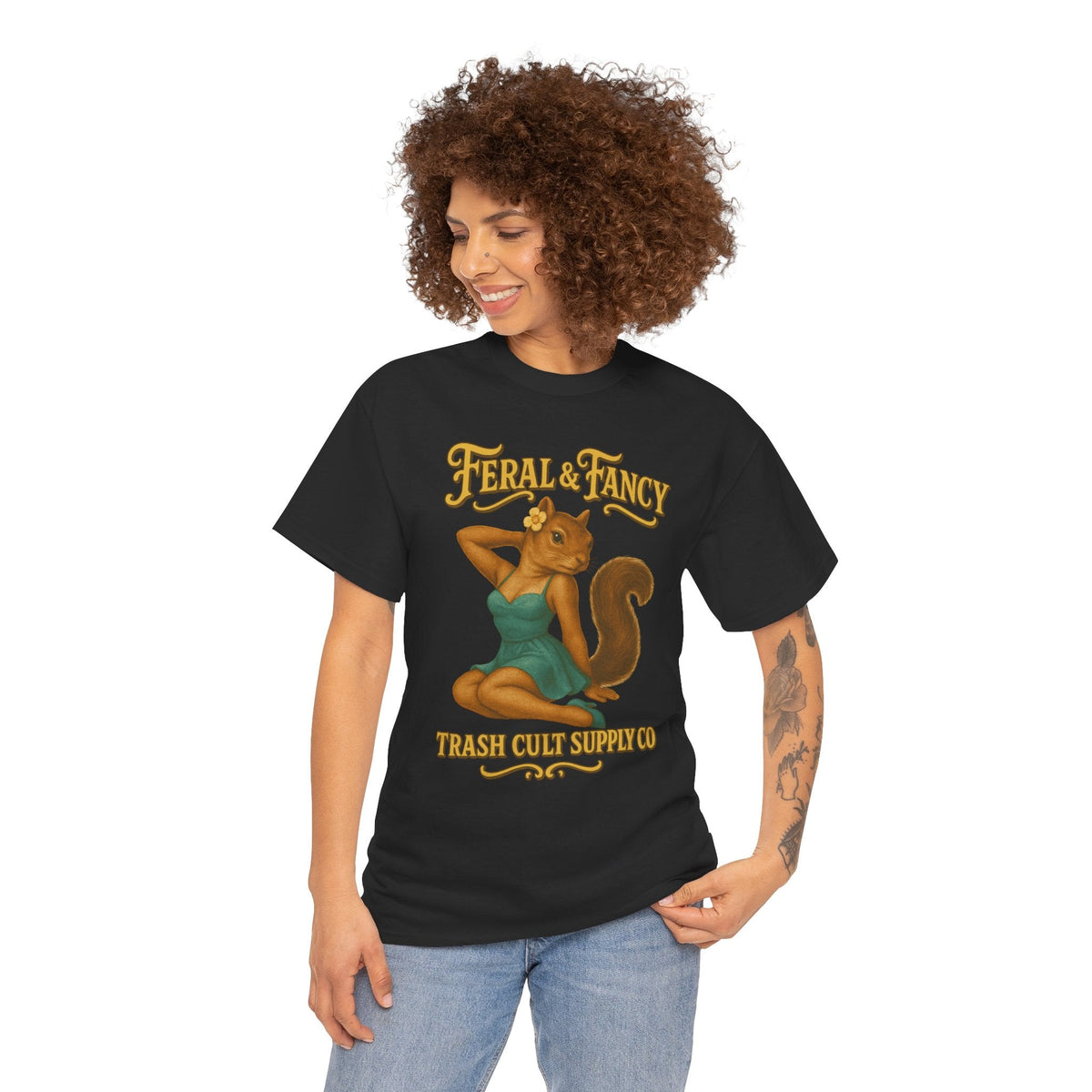 Feral & Fancy Pin-Up Squirrel Shirt – Vintage 1950s Style | Trash Cult Supply Co | Gildan 5000