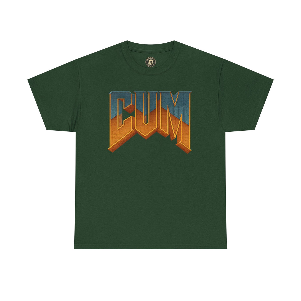 CUM Parody Metal Logo Shirt – Doom-Inspired Retro Gamer Tee on Gildan 5000