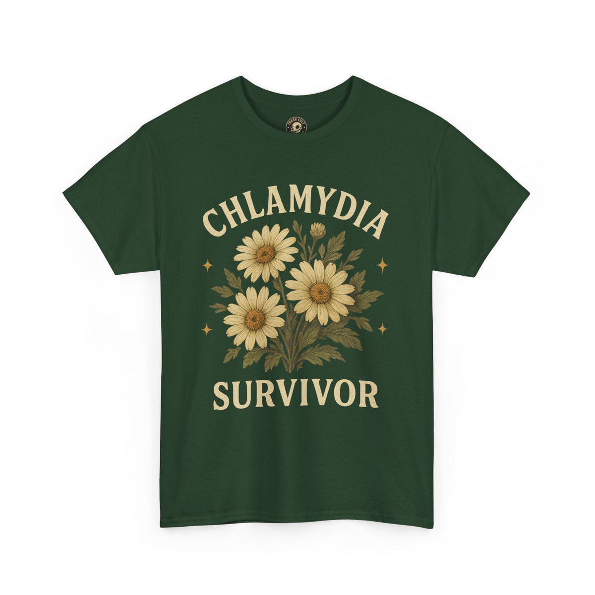Chlamydia Survivor Vintage Floral Tee – Funny Bold Statement Shirt – Gildan 5000 Unisex Heavy Cotton