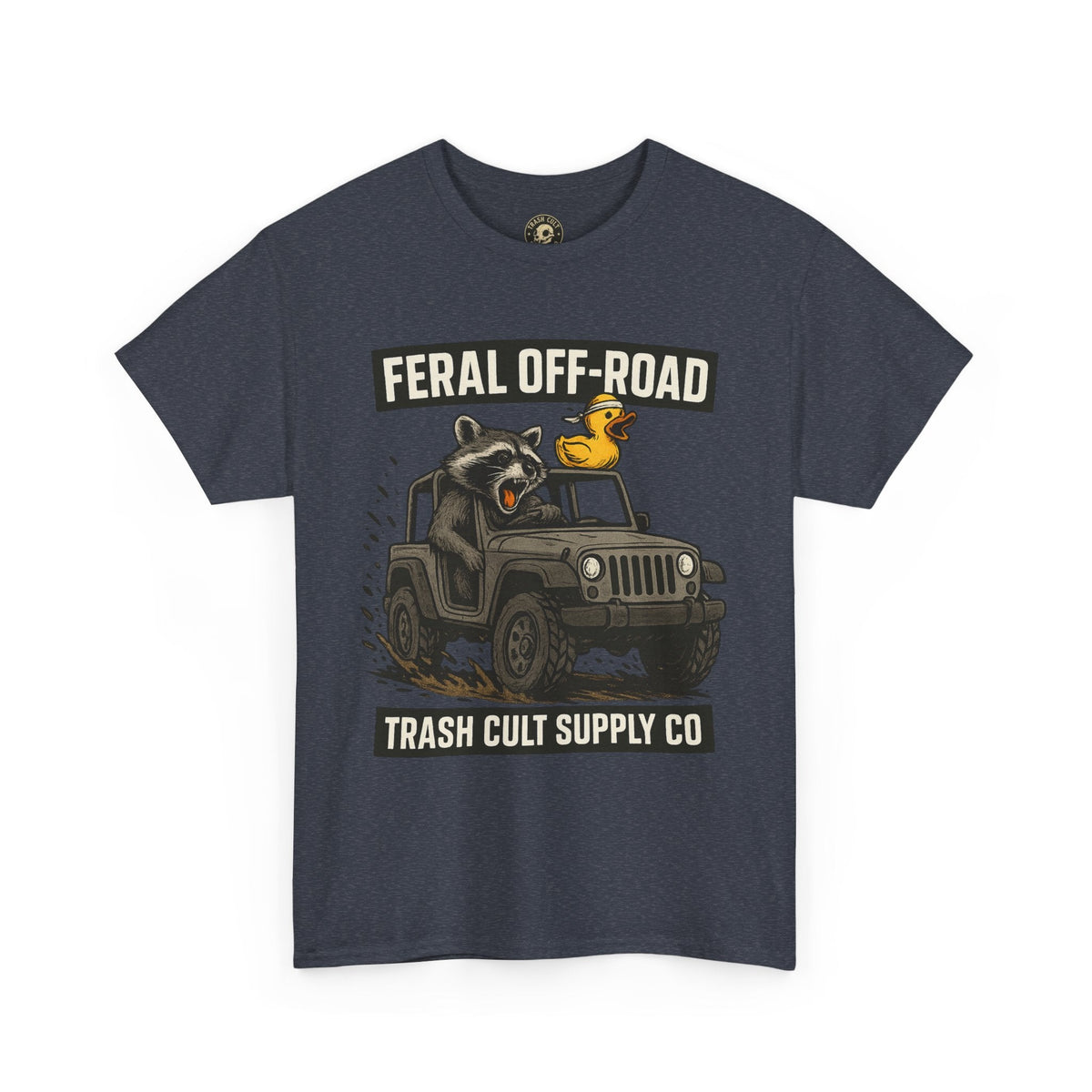Feral Off-Road Raccoon Jeep Shirt – Mud Slinging Chaos | Trash Cult Supply Co | Gildan 5000 Tee