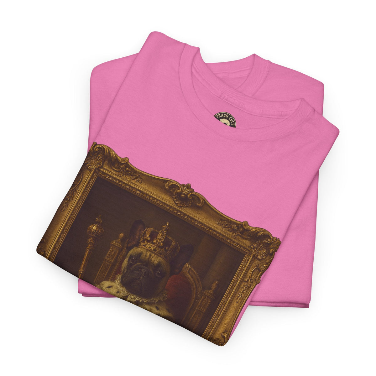 French Bulldog King Baroque Portrait Shirt – Funny Royal Dog Tee – Gildan 5000 Unisex Heavy Cotton