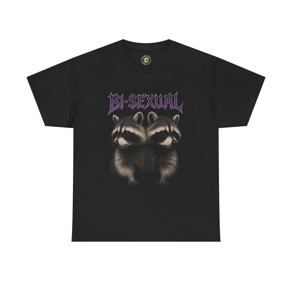 Two-Headed Raccoon "BI-SEXUAL" Metal Band Style Shirt – Bold Airbrush Art Tee