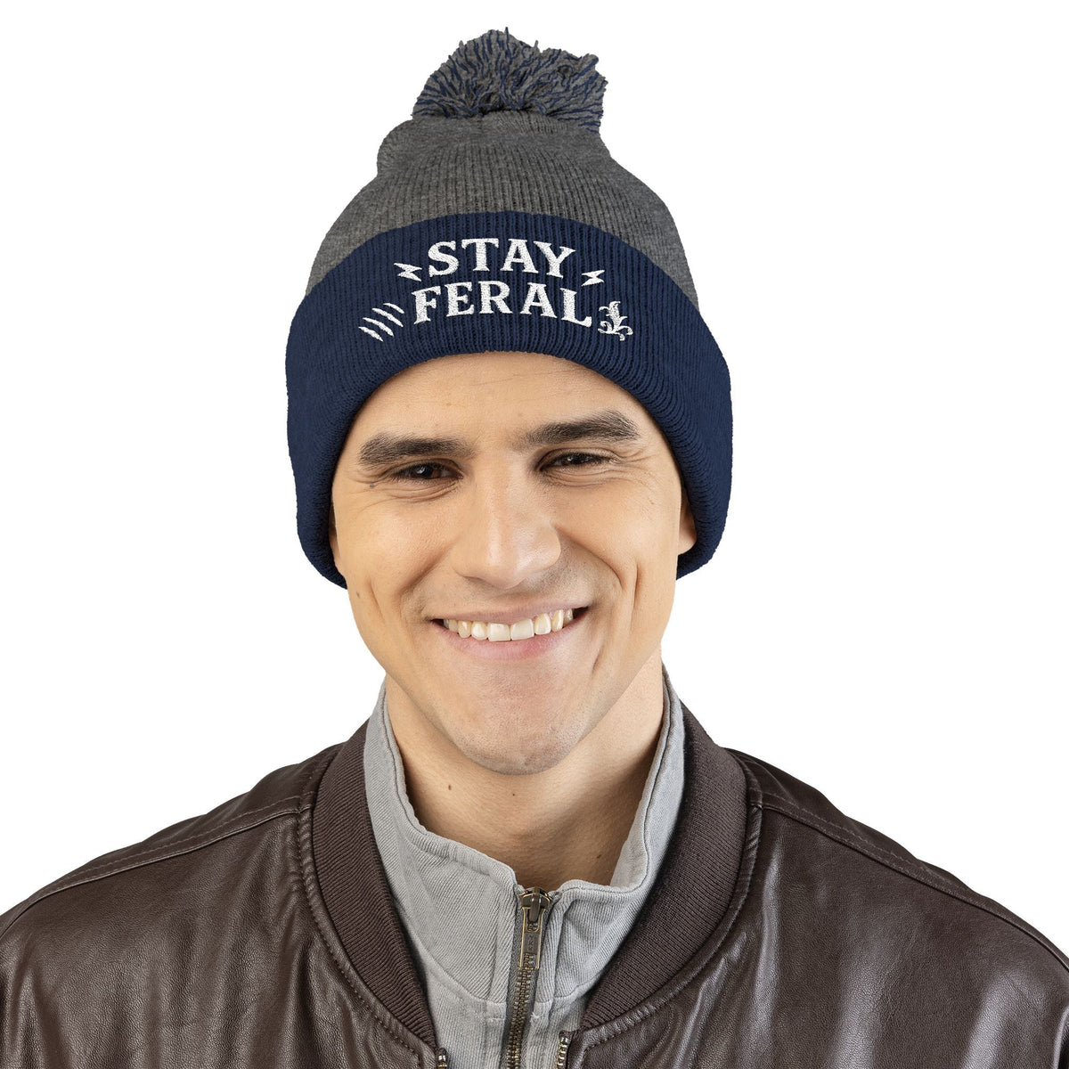 Stay Feral Pom-Pom Knit Cap, Cozy Winter Beanie, Embroidered Hats for Adventurers, Gift for Outdoorsy Friends, Stylish Cold Weather [...]
