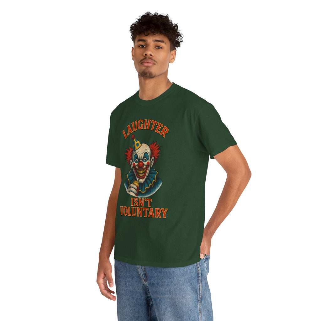Laughter Isn’t Voluntary Creepy Clown Shirt – Circus Horror Tee – Gildan 5000