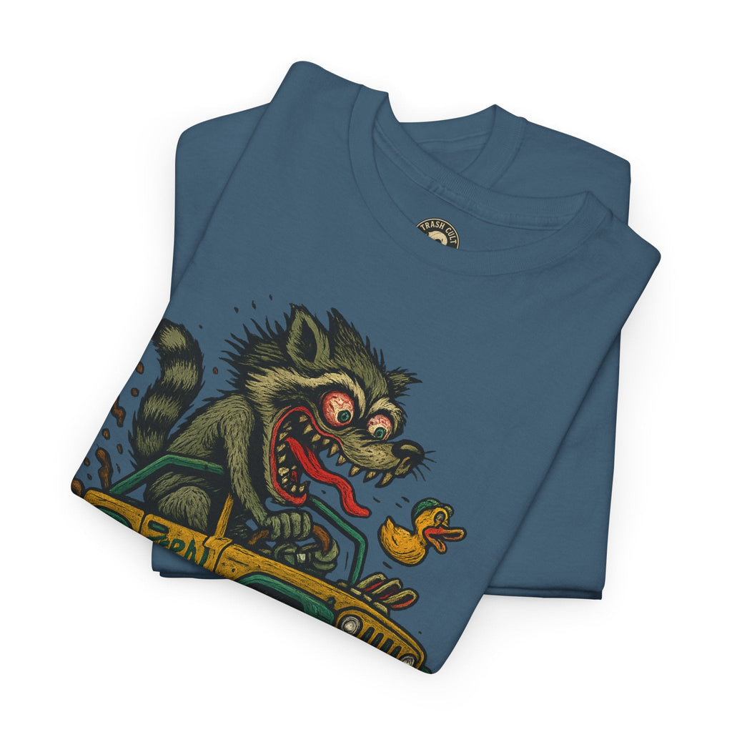 Feral Jeep Raccoon Shirt – Ed Roth Style Off-Road Chaos | Trash Cult Supply Co | Gildan 5000 Tee
