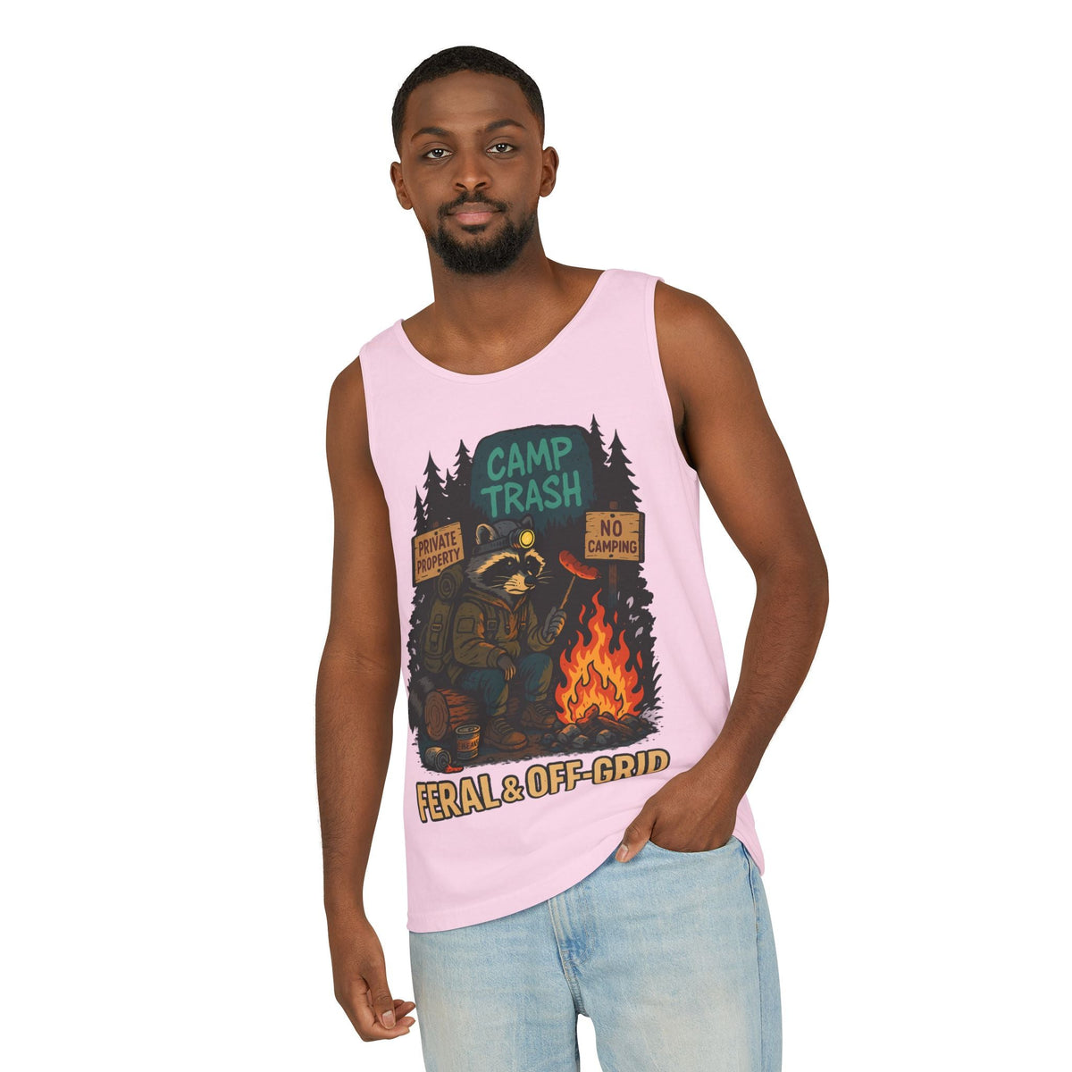 Camp Trash Raccoon Tank Top – Feral & Off-Grid Summer Shirt by Trash Cult