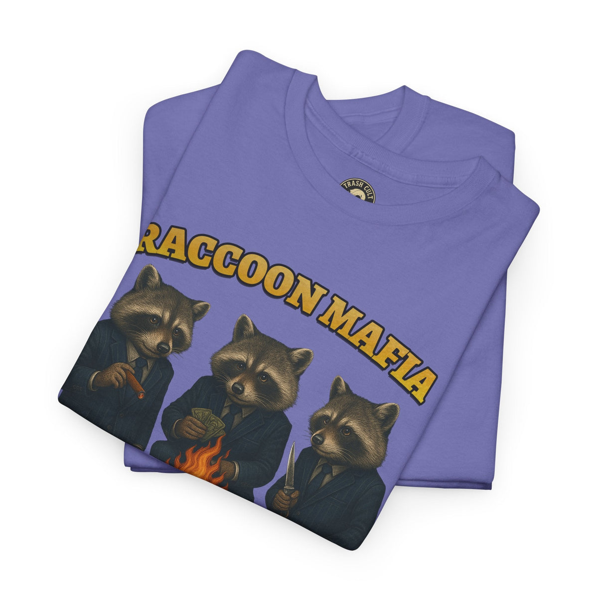 Raccoon Mafia T-Shirt – Realistic Gangster Raccoons in Suits | Trash Cult Supply Co | Gildan 5000