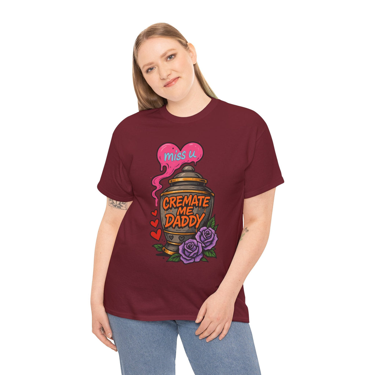 Cremate Me Daddy Shirt – Dark Humor Urn Graphic Tee | Gildan 5000 Unisex T-Shirt