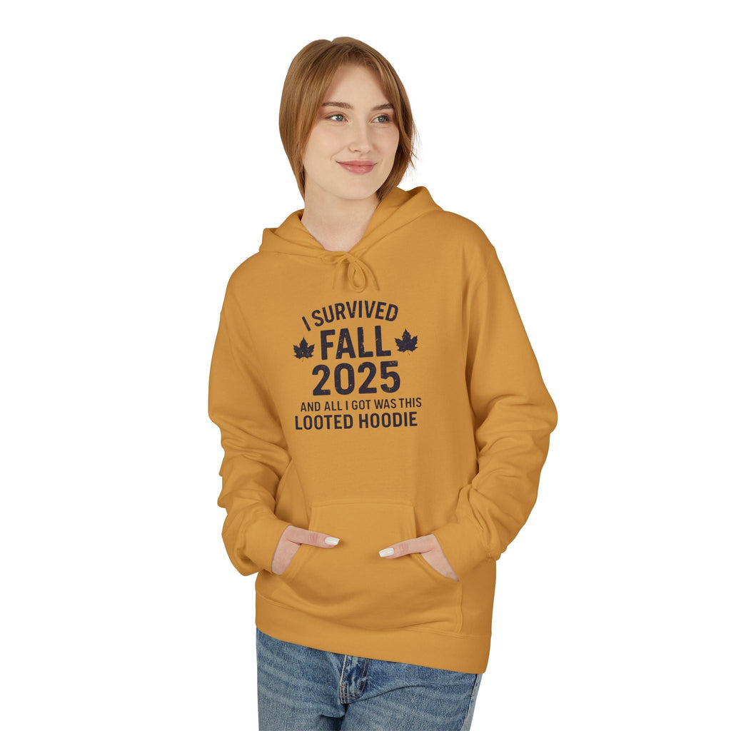 I Survived Fall 2025 Hoodie – Looted Hoodie Meme Sweatshirt – Fall of Humanity Collection – Trash Cult Supply Co.