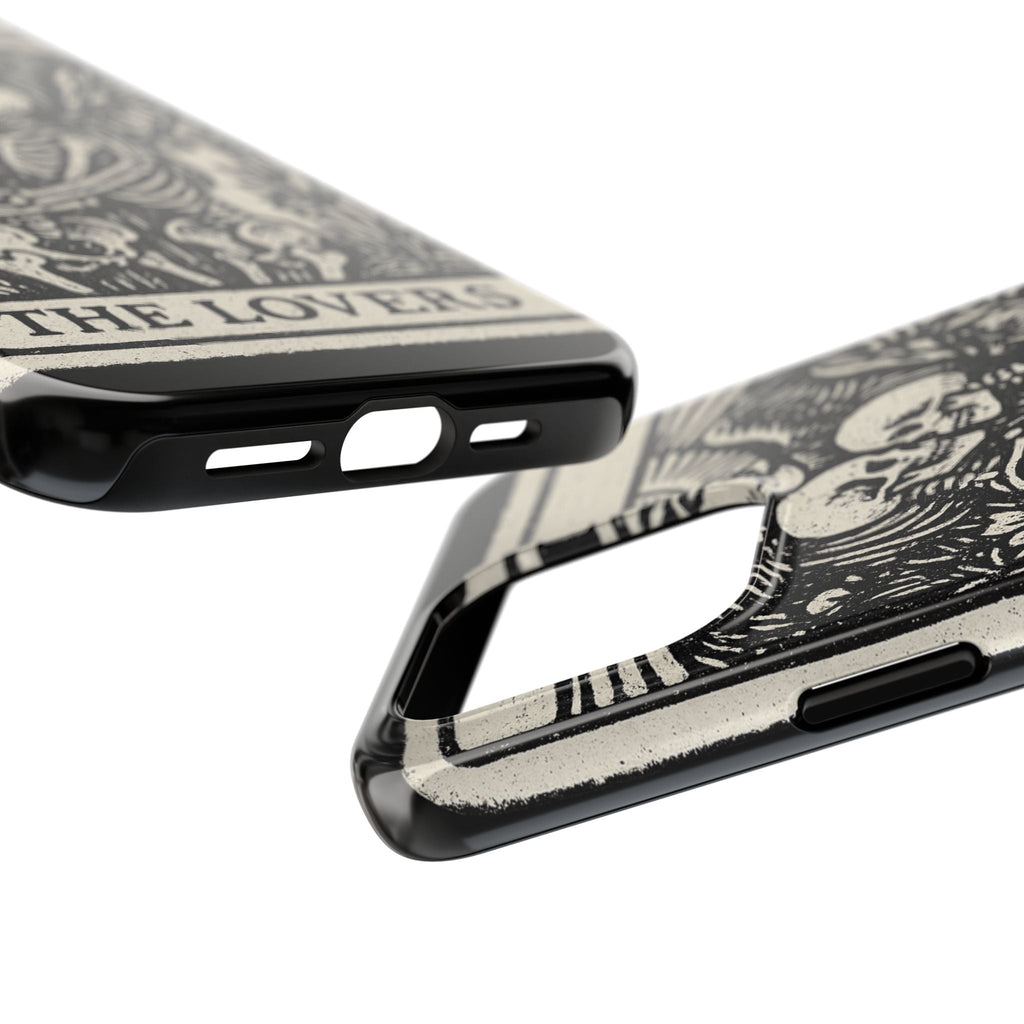 Tough Phone Case with Skeleton Lovers Design, Gothic Phone Cover, Unique Couples Gift, Halloween Accessory, Edgy Tech Design
