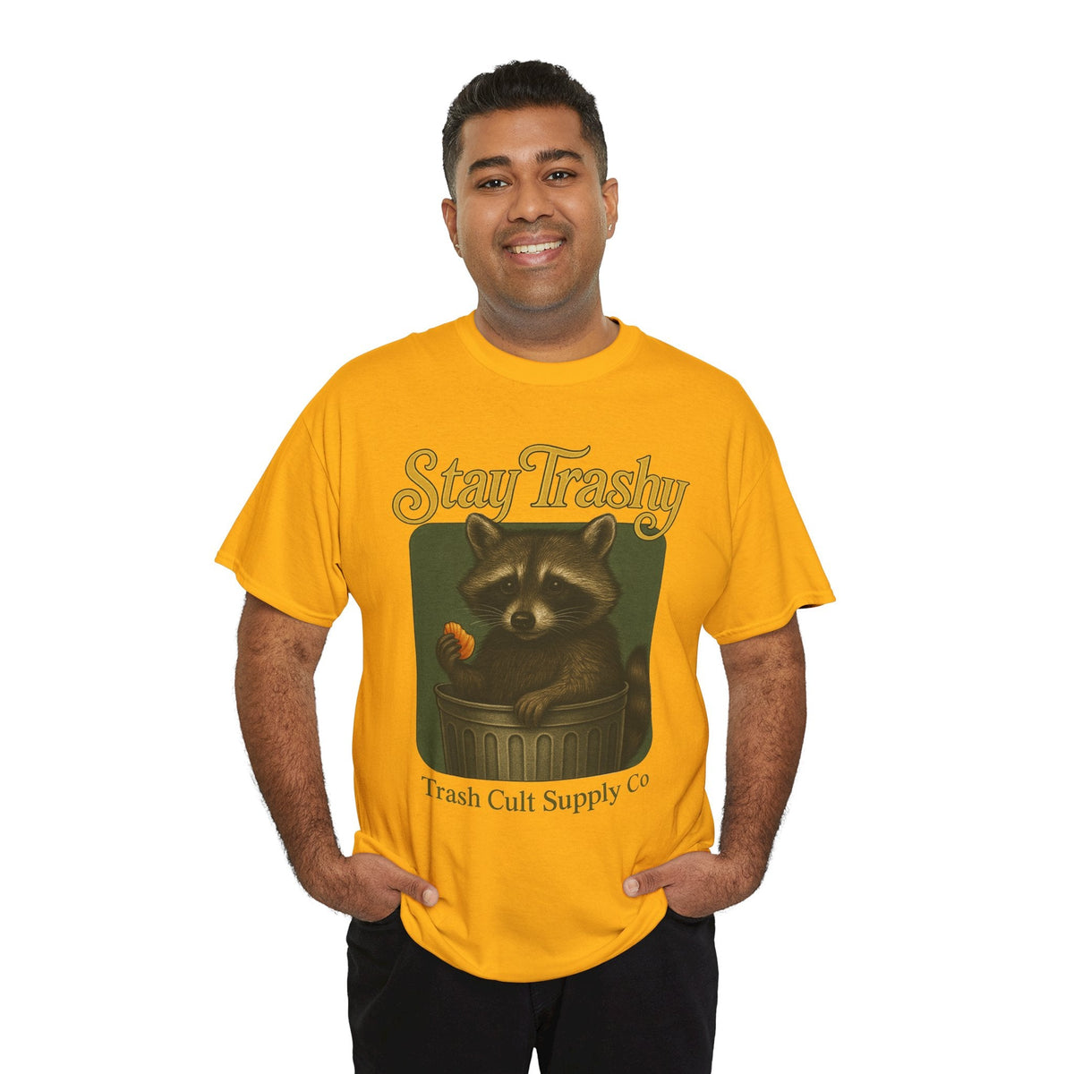 Stay Trashy Raccoon T-Shirt – Vintage-Style Cute Trash Panda | Trash Cult Supply Co | Gildan 5000