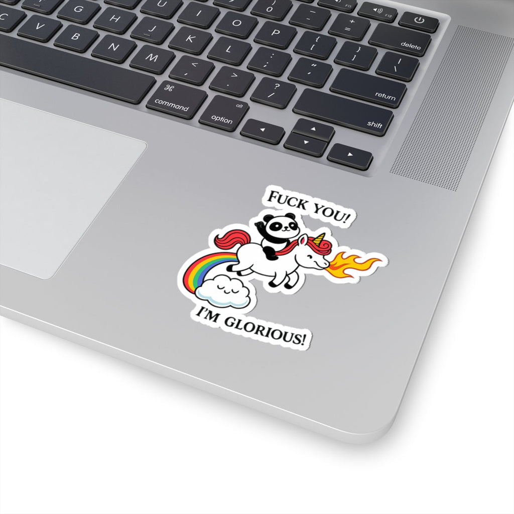 Whimsical Panda Unicorn Kiss-Cut Stickers, Funny Stickers, Laptop Decals, Cute Gift Ideas, Playful Decor, Rainbow Art