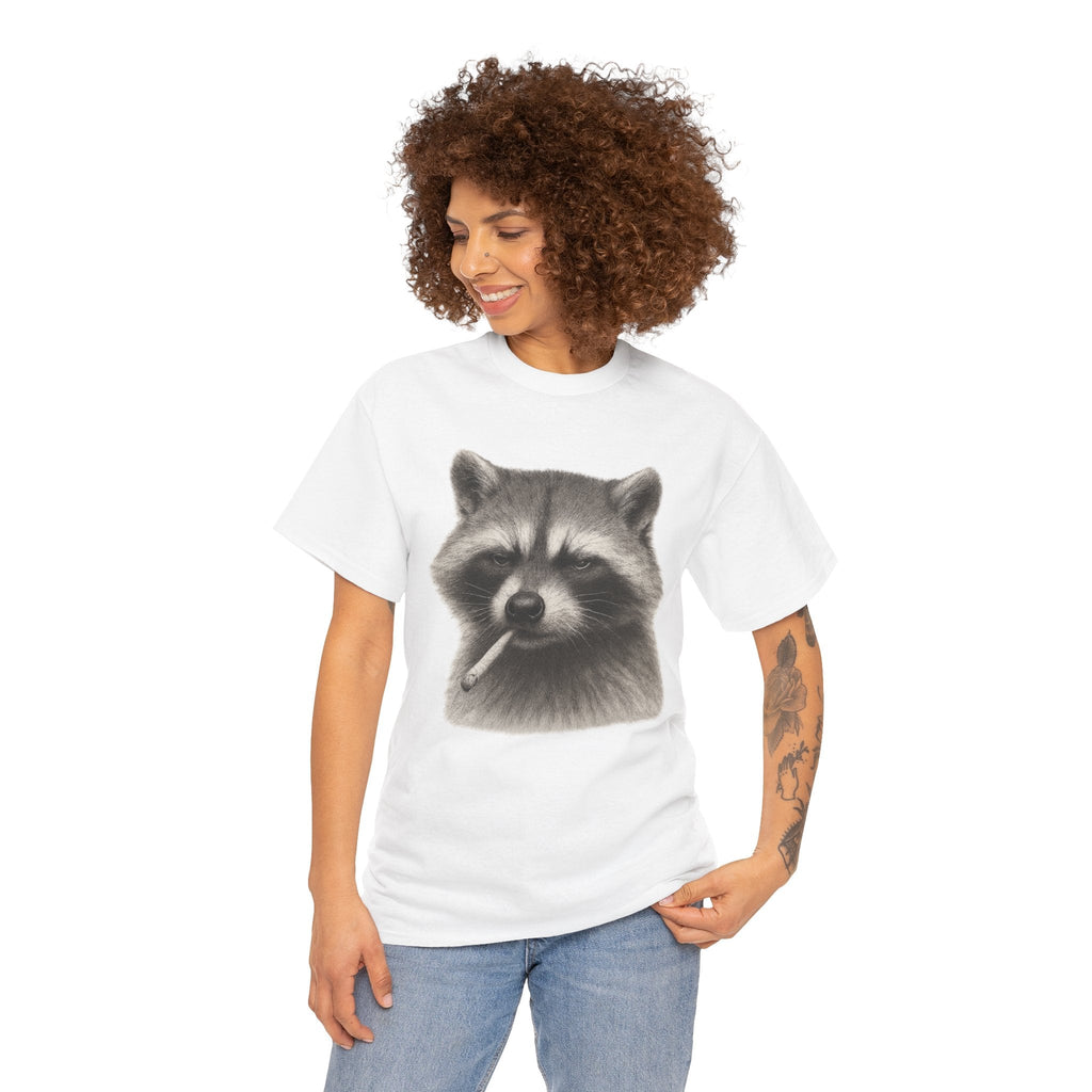 Dirty Harry Raccoon Halftone Shirt – Soft Grit Aesthetic, Smoking Trash Panda Graphic Tee