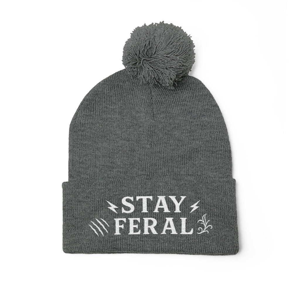 Stay Feral Pom-Pom Knit Cap, Cozy Winter Beanie, Embroidered Hats for Adventurers, Gift for Outdoorsy Friends, Stylish Cold Weather [...]