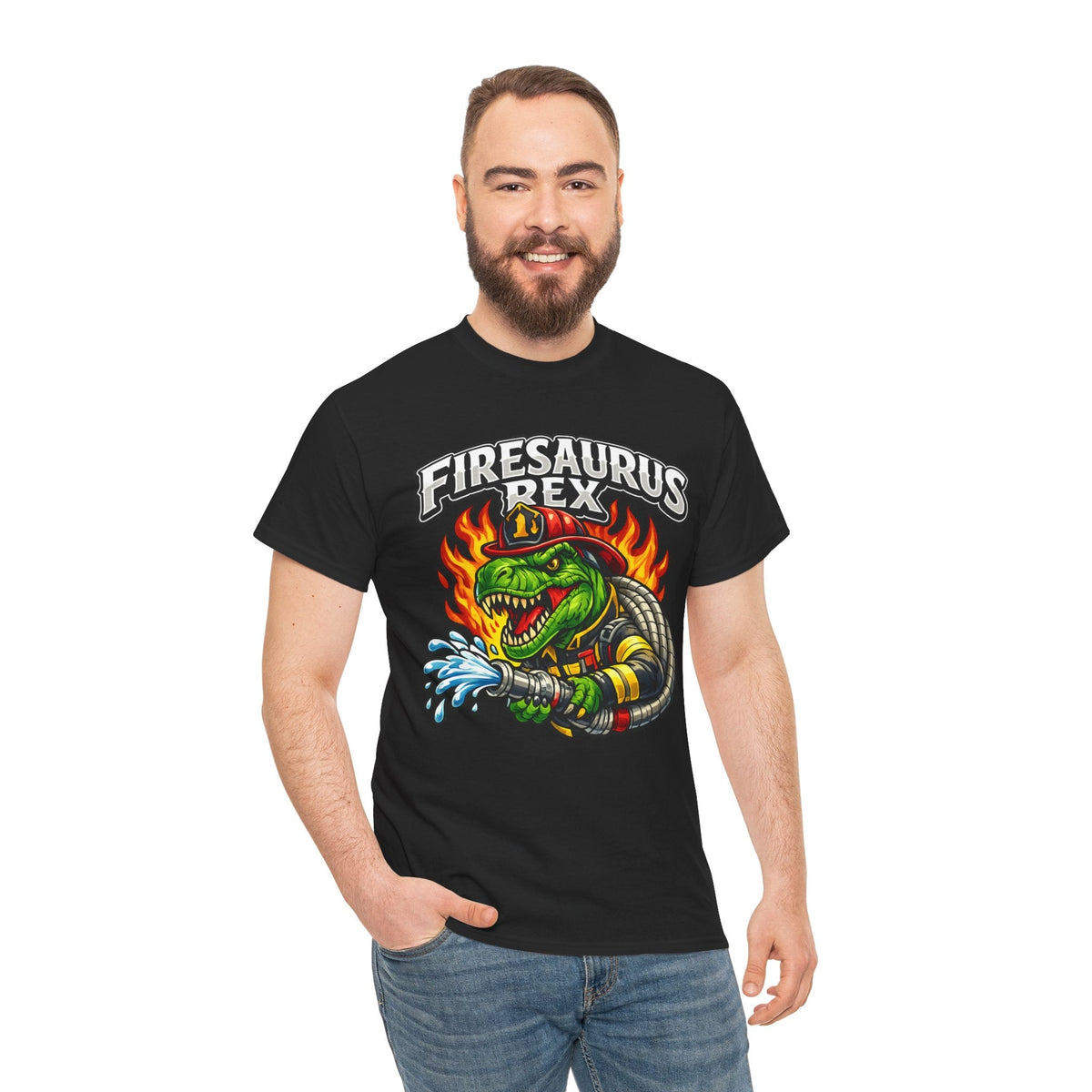 Firesaurus Rex T-Shirt — Funny Firefighter Dinosaur Tee