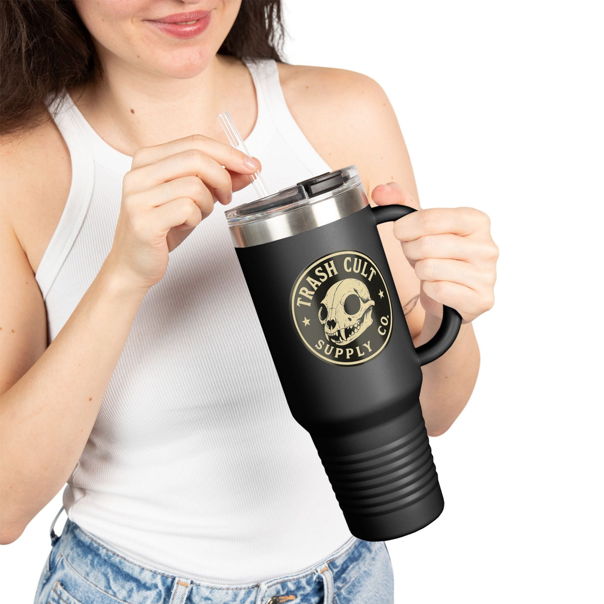 40oz Insulated Travel Mug with Handle – Leak-Proof Stainless Steel Tumbler for Hot & Cold Drinks | Trash Cult / FERAL Edition