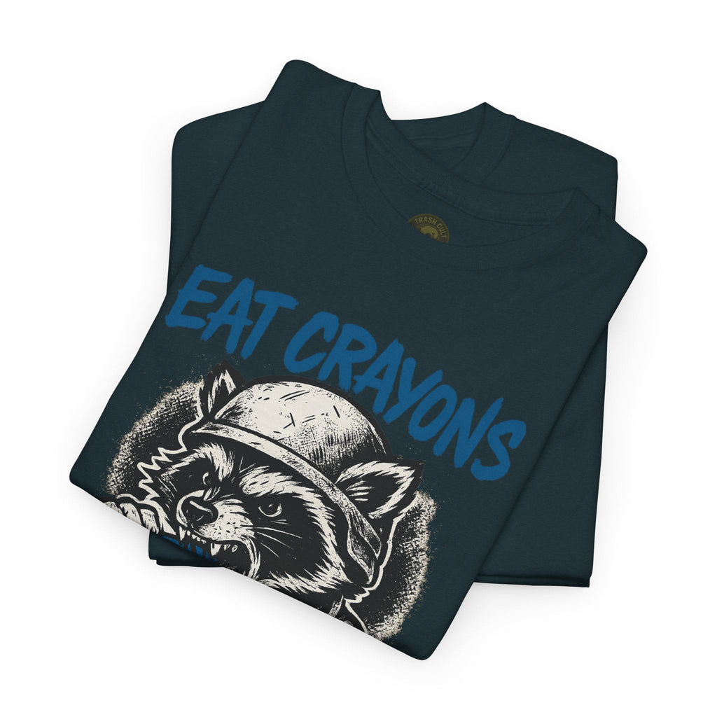Eat Crayons Crush Skulls Stay Feral Military Raccoon Shirt – Gildan 5000