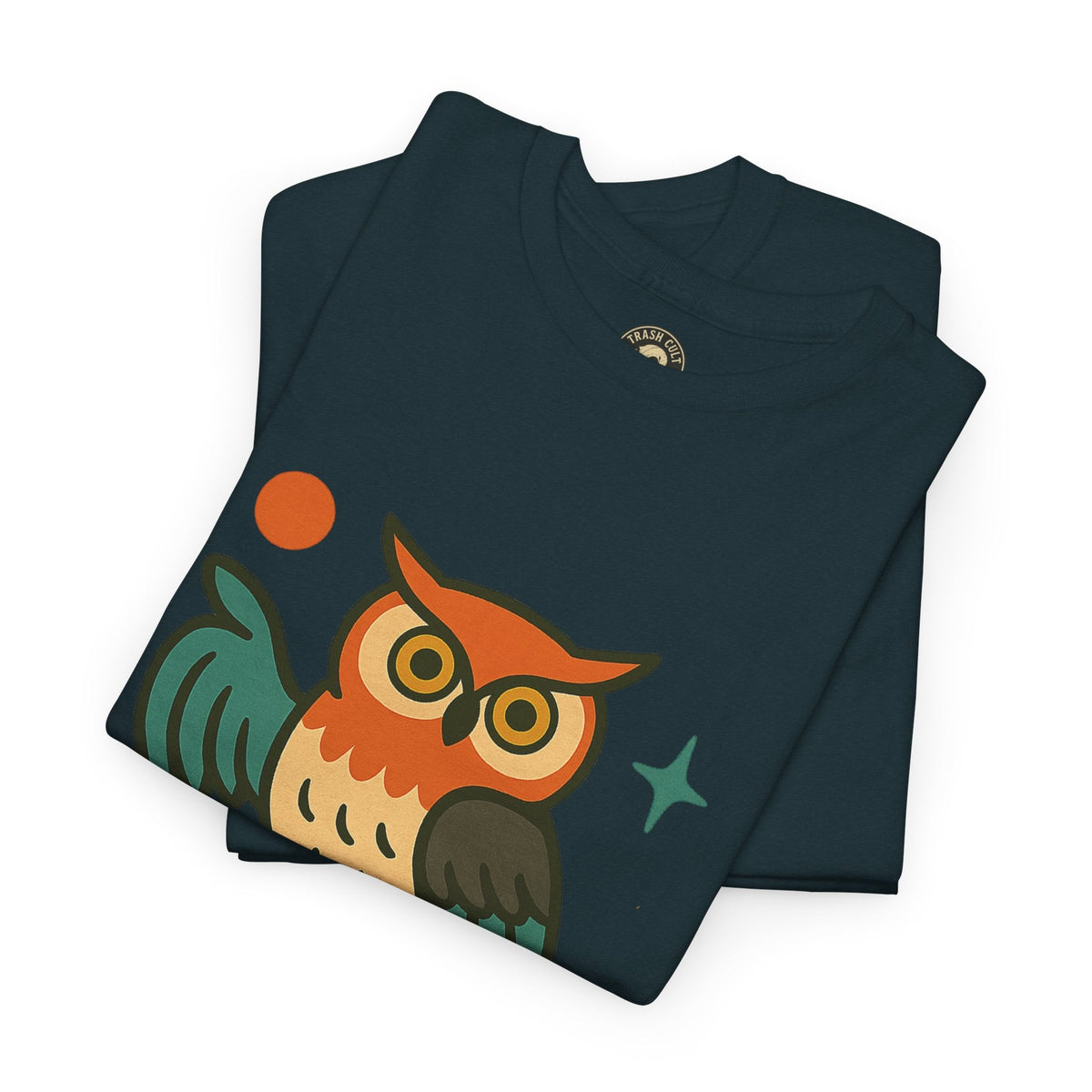Vintage Owl Graphic Tee, Unisex Heavy Cotton Tee, Trash Cult Shirt, Nature Lover Gift, Eco-Friendly Apparel