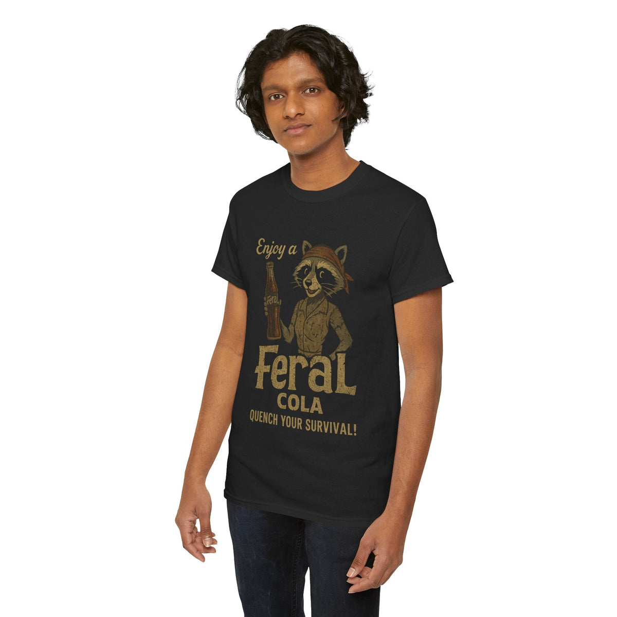 Feral Cola Shirt – Vintage Raccoon Parody Tee – Survival Humor on Gildan 5000