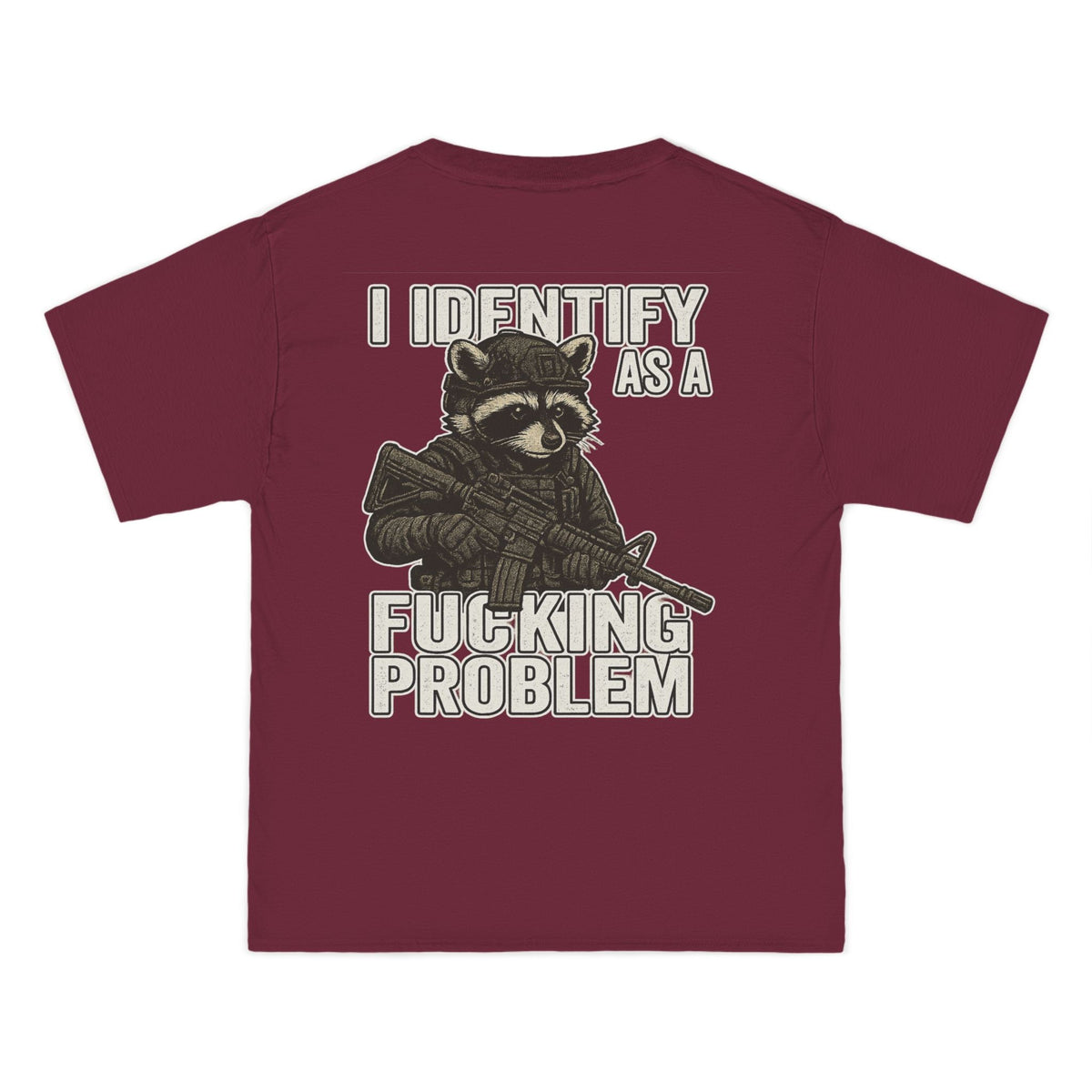 Armed Raccoon “I Identify as a F***ing Problem” T-Shirt – Trash Cult Supply Co.