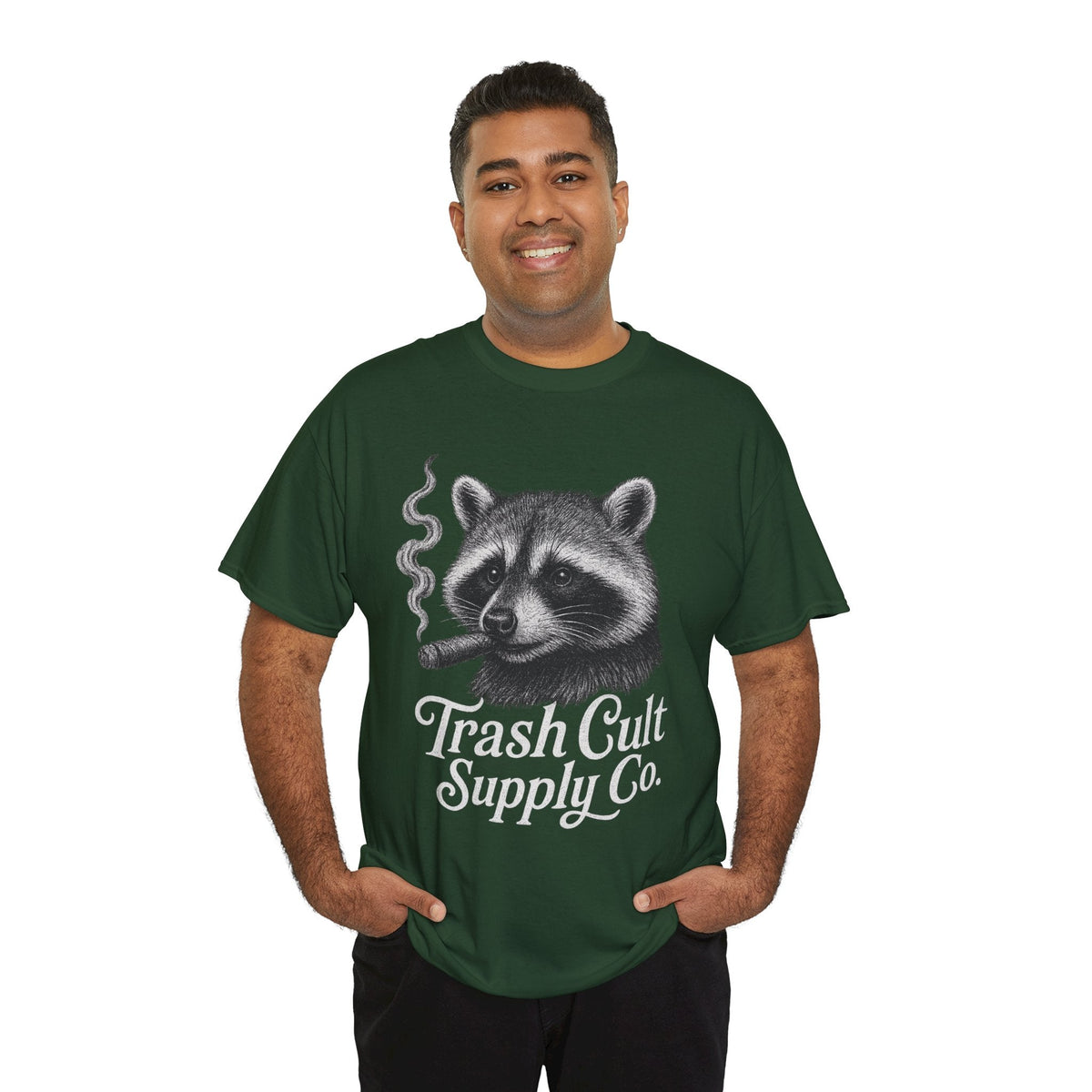 Monochrome Raccoon Cigar Shirt – Trash Cult Supply Co. | Gildan 5000 Tee