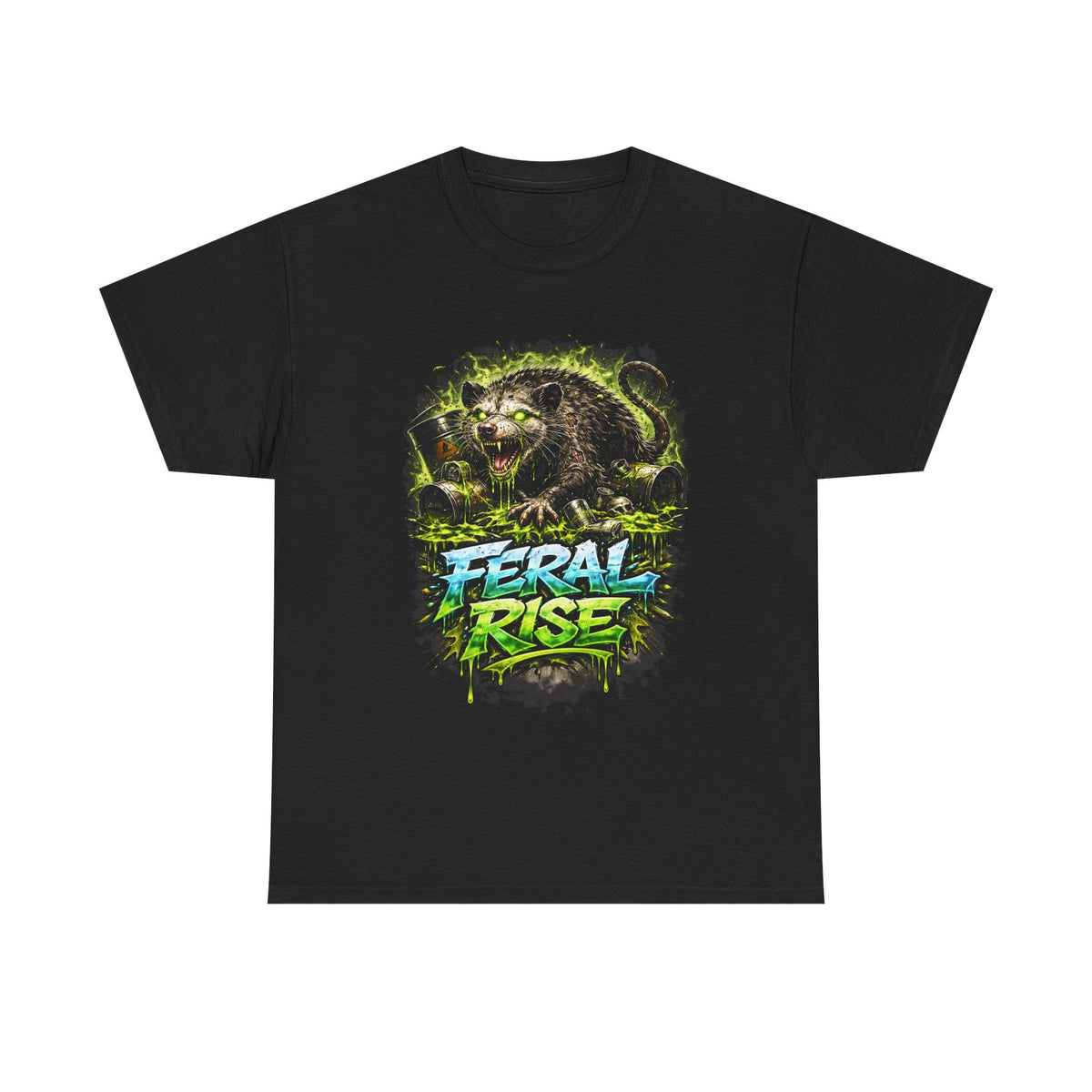 Feral Rise Graphic Tee — Fierce Raccoon Streetwear T‑Shirt