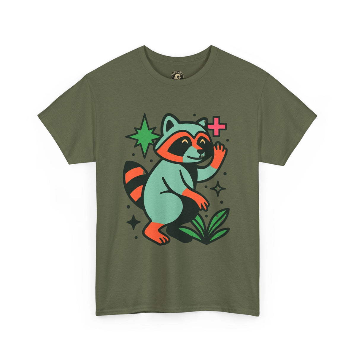 Playful Raccoon Unisex Heavy Cotton Tee | Cute Animal Shirt for Nature Lovers, Graphic Tee, Gift for Kids, Casual Wear, Eco-Friendly