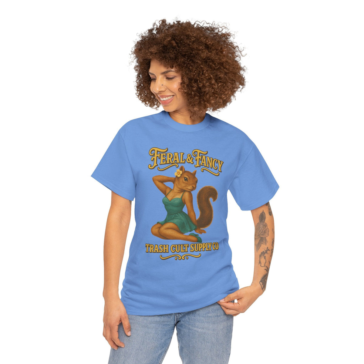 Feral & Fancy Pin-Up Squirrel Shirt – Vintage 1950s Style | Trash Cult Supply Co | Gildan 5000