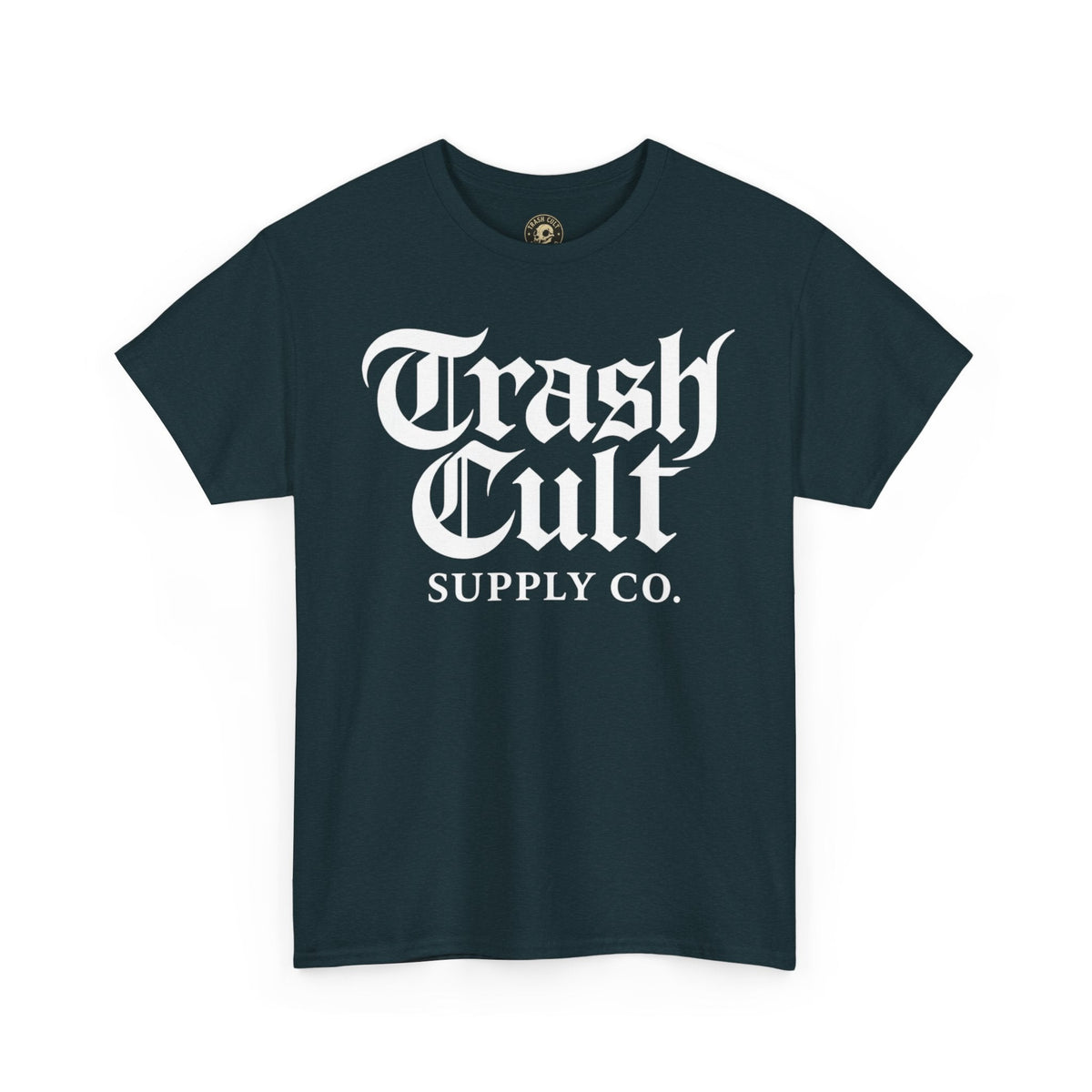 Trash Cult Gothic Logo Shirt – White Cyber Gothic Print on Gildan 5000