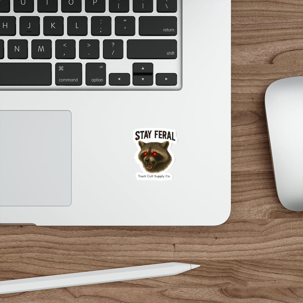 Stay Feral Die-Cut Stickers | Raccoon Sticker, Laptop Decals, Eco-Friendly Stickers, Trash Cult Supply Co. Merchandise