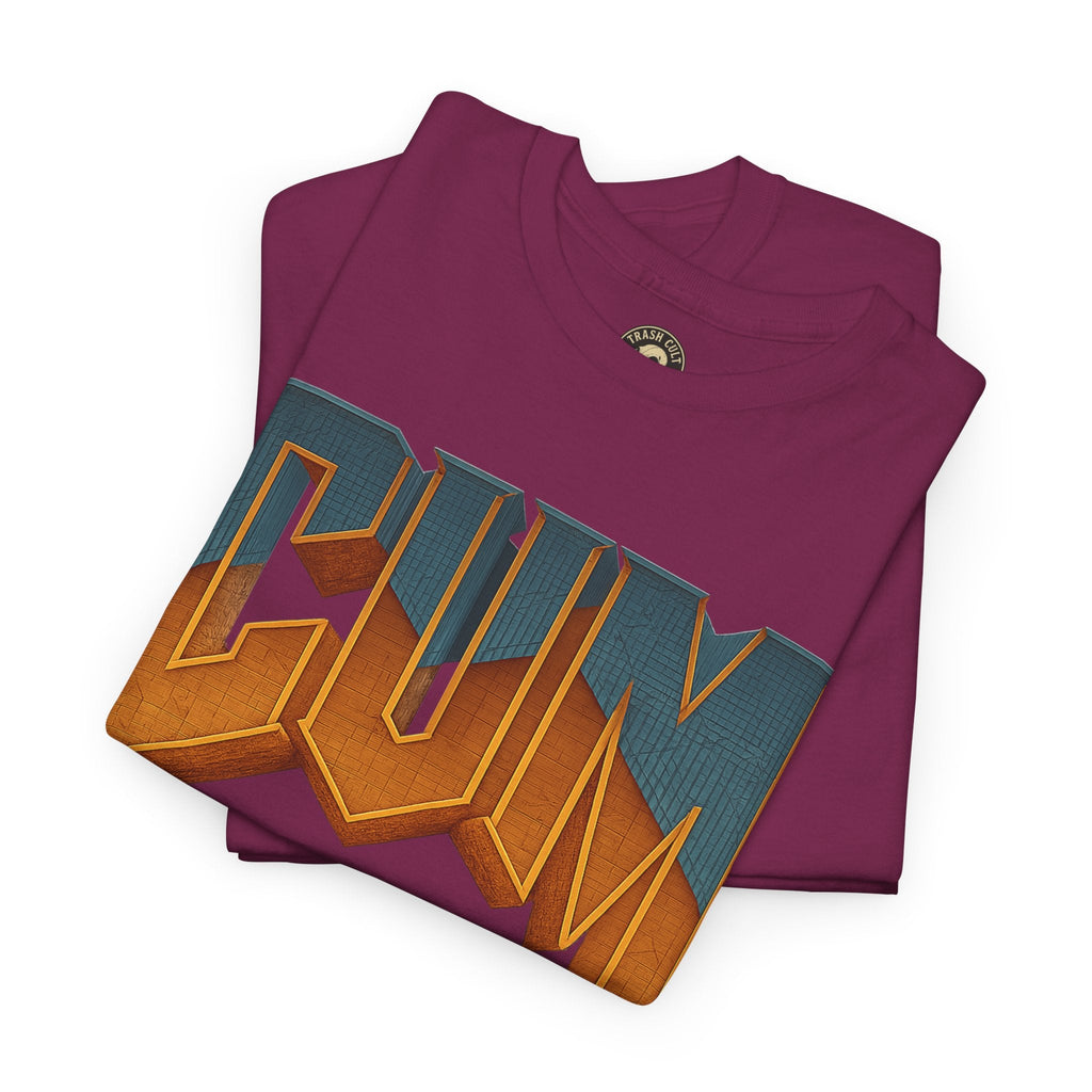 CUM Parody Metal Logo Shirt – Doom-Inspired Retro Gamer Tee on Gildan 5000