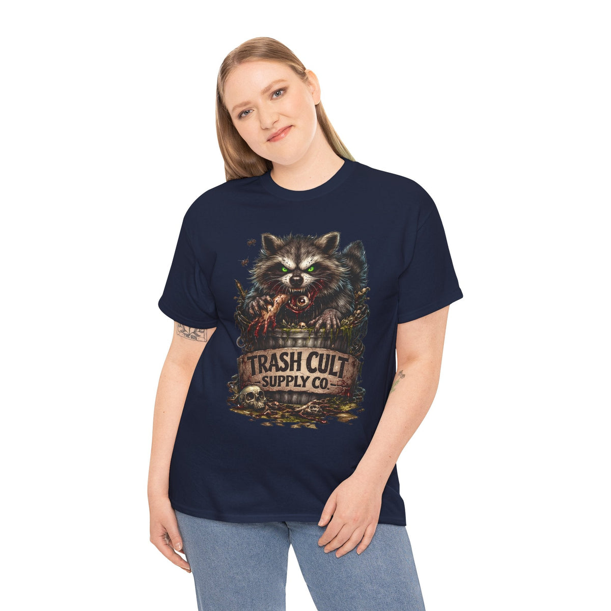 Raccoon 'Trash Cult Supply Co.' Graphic Tee — Vintage Grunge Animal Streetwear
