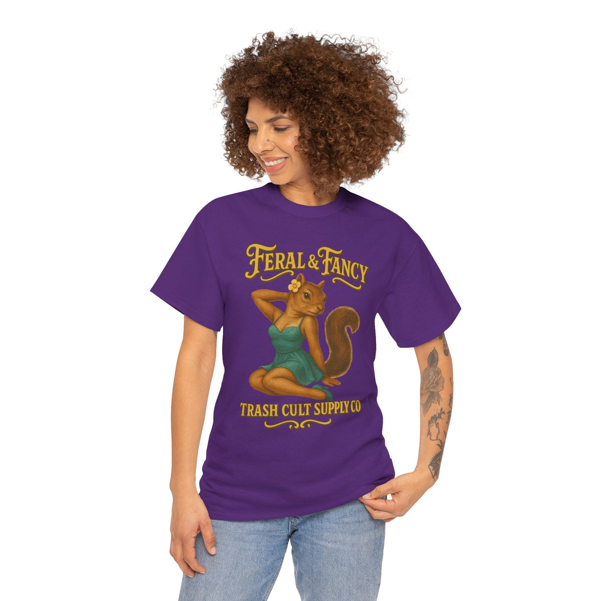 Feral & Fancy Pin-Up Squirrel Shirt – Vintage 1950s Style | Trash Cult Supply Co | Gildan 5000