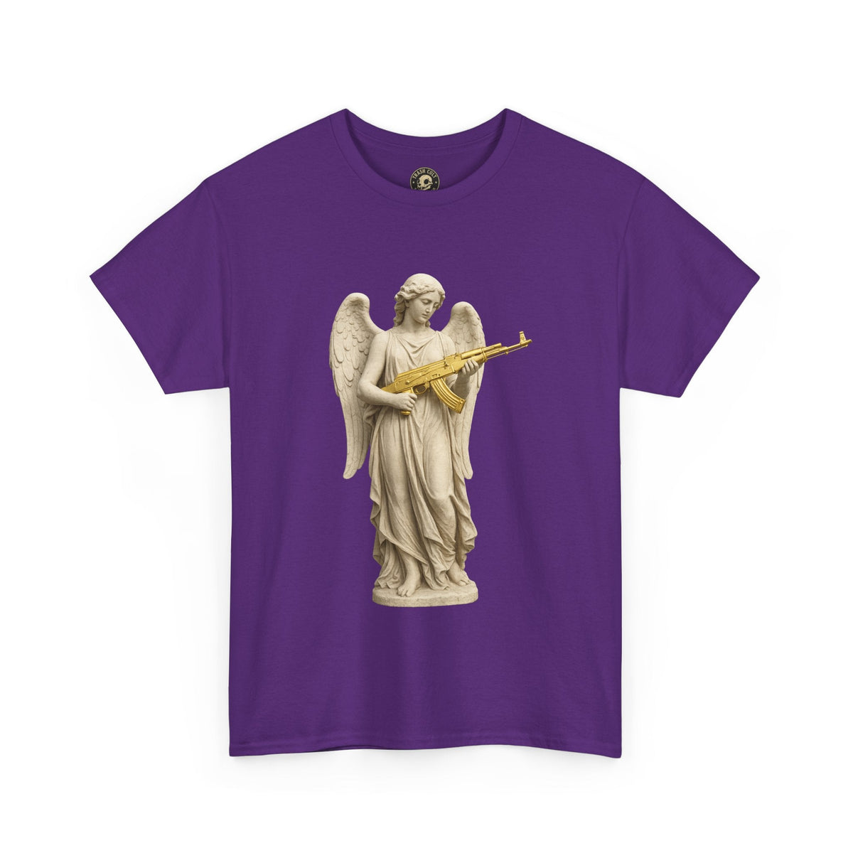 Marble Angel with Gold AK-47 T-Shirt – Gildan 5000 Divine Chaos Tee
